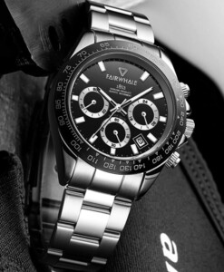 新品★日本未入荷★FAIR高級メンズ腕時計 クロノグラフ黒 スピードマスター デイトナ ブライトリングBreitling サブマリーナ ファンに人気