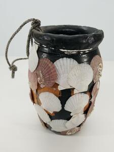 貝で飾り タコつぼ 蛸壺 陶器 花器 A1554B08