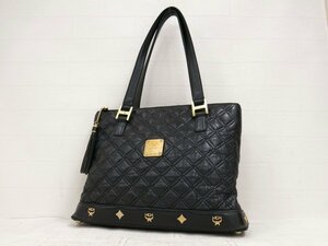 ◆美品◆MCM エムシーエム◆キルティング◆レザー 本革◆ショルダー トート バッグ◆ブラック G金具◆タッセル◆ロゴプレート◆A4989