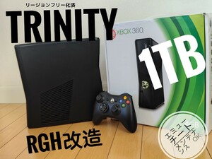 Xbox360s TRINITY 1TB RGH 日本語化 メインて済み　本体　動作確認済み　リキッドブラック 