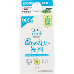 ファーファ フリー&(フリーアンド) 香りのない洗剤 超コンパクト液体洗剤 無香料 詰替用 900g
