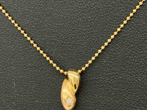 【ホールマーク有】courreges クレージュ ネックレス K18 ダイヤモンド付 40cm 4.2g ゴールド
