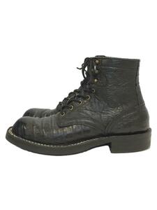 NICKS BOOTS◆クロコダイルブーツ/レースアップ/黒/ワニ革/レザー/USA製/HNW Last 6inch OXFORD