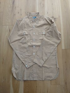 美品 試着のみ ポロ ラルフローレン ワークシャツ ベージュ コットン マチ付き 猫目ボタン Polo Ralph Lauren Work Shirt サイズS