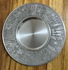 マレーシア　セランゴール　ピューター　　20cm 飾り皿　送料無料
