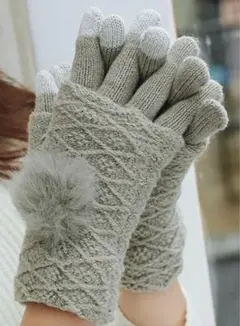 冬物SALE‼️ニット 手袋 グローブ 防寒 秋冬グレー