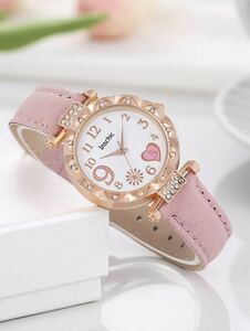 【可愛い】新品 レディース 腕時計 ピンク キラキラ ラインストーン 送料込