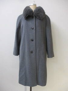 貴婦人　ＩｎｔｅｒｎａｔＩｏｎａｌ　ファーコート　グレー　４２サイズ　アンゴラ・羊毛・ブルーフォックス