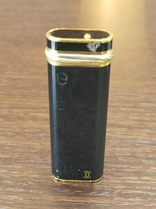 (２５０３)Cartier カルティエ オーバル型 ライター　ブラック×ゴールド　(着火未確認)