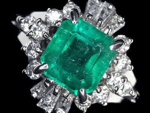 KK11107T【1円～】新品【RK宝石】≪Emerald≫ 上質エメラルド 大粒1.34ct!! 極上ダイヤモンド 総計0.53ct Pt900 高級リング ダイヤ