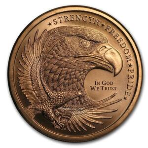[カプセル付き] (新品) アメリカ イーグル「力・自由・誇り」純銅・1オンス 28.35gm 銅貨 コイン