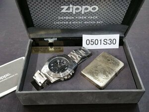 0501S30　喫煙グッズ　ZIPPO ジッポ　ライター　腕時計　セット ※着火未確認・現状お渡し