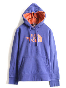 ■ ノースフェイス 2トーン プリント スウェット フード パーカー ( レディース M ) 古着 The North Face プルオーバー 裏起毛 パープル 紫