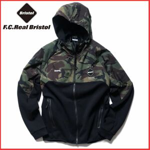 美品 22SS FCRB F.C.Real Bristol ブリストル VENTILATION HOODIE ロゴ プリント カモフラ 迷彩 ストレッチ ZIP パーカー JKT ジャケット M