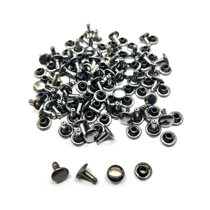 レザークラフト カシメ 金具 両面 頭7mm 足7mm 50組 ／ブラックシルバー／手芸 キット パーツ 革 材料 かしめ