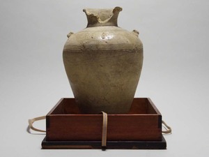 鎌倉時代古瀬戸灰釉四耳壺(13世紀～)六古窯種壷葉茶壷大壷花生花器茶器水器茶道具個人蔵陶器愛好家所蔵品