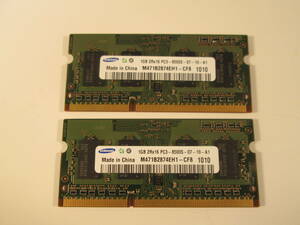 ◎　 SAMUSUNG 1GB 2R×16 PC3-8500S-7-10-A1　ノートパソコン　メモリー　中古2枚で１セット　　管理NO　　504