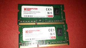 ★★★Komputerbay ８GBｘ2枚 1333MHz Laptop Memory 204Pin SO-DIMM DDR3-1333 PC3-10600 ★2009-2011iMacで使用ができます★中古★★