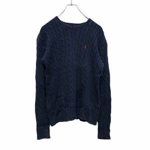 RALPH LAUREN コットン ケーブルニット Sサイズ ラルフローレン ウィメンズ セーター 紺 ネイビー 古着卸 アメリカ仕入 a503-5422