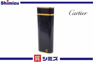 1円【Cartier】着火未確認 カルティエ ガスライター ブラック×ゴールド 喫煙具 小物 アクセサリー◆質屋