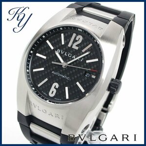 1円～ 3ヶ月保証付き 磨き済み 美品 本物 定番 人気 BVLGARI ブルガリ エルゴン EG40S 自動巻き ラバー ブラック メンズ 時計