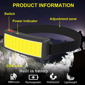 LED COB 巨大 ヘッドライト ヘッドランプ USB 充電 防水 リチウム バッテリー 3点灯モード 強 弱 点滅 釣り 登山 キャンプ 作業 防災