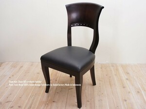 チーク無垢材 イタリーチェア合皮張り ダイニングチェア アジアン家具 椅子 ハイバックチェア 木製いす 完成品 バリ家具 送料無料