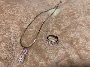 未使用新品！Christian Dior クリスチャン・ディオール トロッター柄アクセサリー2点セット ネックレス リング【ピンク】☆