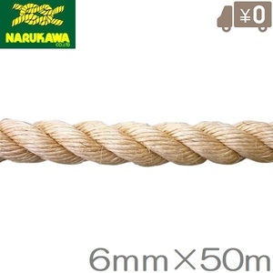 麻ロープ 6mm×50m 麻縄 マニラロープ 染めサイザルロープ 麻紐 生川