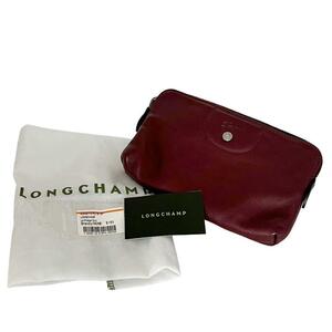 LONGCHAMP ロンシャン セカンドバッグ ポーチ キャンバス レザー ブラウン系