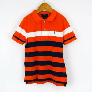 ポロ・ラルフローレン 半袖ポロシャツ ボーダー 胸元マーク トップス キッズ 男の子用 4T 110/56サイズ オレンジ POLO RALPH LAUREN