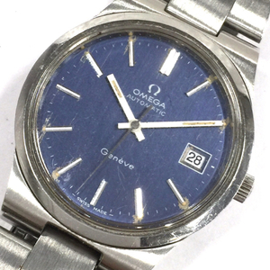 オメガ ジュネーブ 自動巻 オートマチック 腕時計 メンズ ブルー文字盤 稼働品 純正ブレス ブランド小物 OMEGA