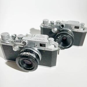 ★キャノン レンジファインダー まとめて★2台セット★Canon FUJI NAR-E 4.5 9cm FUJINON-ES 4 50★フィルムカメラ レンズ★1円〜