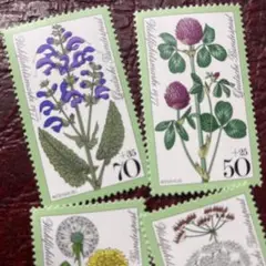 52504セール現品限り　外国切手未使用　ドイツ発行植物4種揃