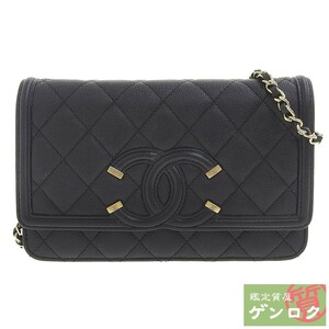 【中古】CHANEL シャネル ショルダーバッグ マトラッセ チェーンショルダー チェーンウォレット ブラック レザー 29番台【質屋】