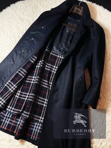 L6【最高峰!!prestige collection】定価30万●超美品BURBERRY●高級カシミヤシルクステンカラーコート●メンズ　バーバリーコート　175