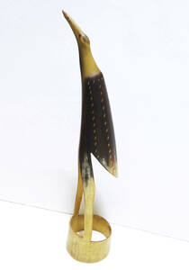 1960年頃のビンテージ珍品【素材：動物の角（つの）・Horn】角サギクレーン鳥の置物
