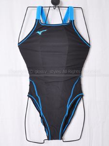 K1727-40■新品 箱付 mizuno ミズノ EXER SUITS エクサスーツ ミディアムカット 練習用競泳水着 N2MA826092 ブラック×ライトブルー L