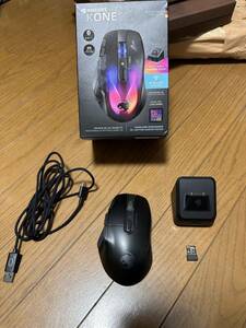 AZ-709.ROCCAT ゲーミングマウス Kone XP Air ワイヤレス 2.4GHz/Bluetooth ブラック/黒 光学式/19K/オプティカル99g充電ドック