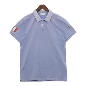 MONCLER MAGLIA POLO MANICA CORTA ダメージ加工 ポロシャツ 半袖 カットソー 国旗プリント Mサイズ モンクレール トップス DM10949■