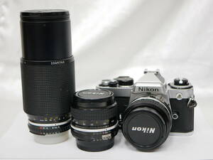 #2437 NIKON FE 50mm F1.4 28mm F3.5 70-210mm F4 ニコン 一眼レフフィルムカメラ