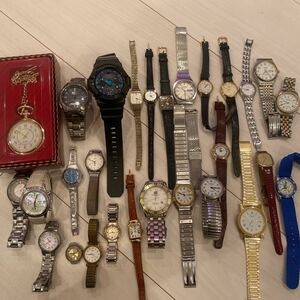 1円スタート　腕時計まとめ売り　ジャンク　SEIKO CITIZEN CASIO G-SHOCK ORIENT GMV など　部品取りに 28本