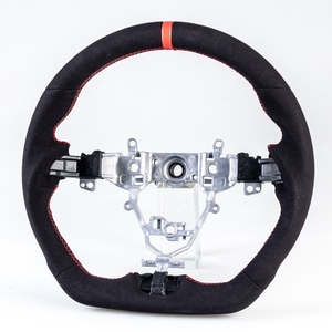 スズキ用 ジムニー 4代目 2018-2021 D型 ステアリング ホイール ハンドル 本革スエード×赤い輪デザイン