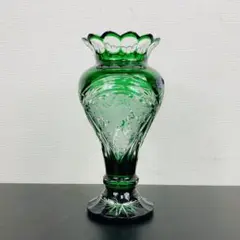 ELBE Crystal エルベ クリスタル 花瓶 グリーン フラワーベース