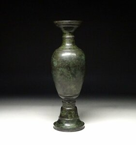 緑屋f■ 仏教美術　古銅　水瓶 浄瓶 花瓶　尊式 青銅器 時代物　i9/4-6308/30-5#60