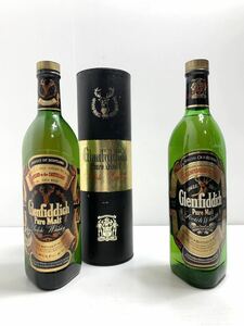 グレンフィディック ピュアモルト スコッチウイスキ　ーGlenfiddich Pure Malt Scotch Whisky 2本「円形缶箱1つ」1982/ 1887 ●