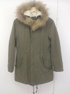 ■ ◎ NATURAL BEAUTY BASIC ライナー付 ラクーンファー モッズ コート サイズS カーキ レディース