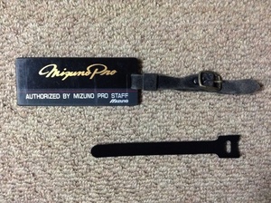 ★中古★ミズノ プロ ゴルフバッグ ネームプレート タグ 名札 黒 ブラック 小物 mizuno pro golf