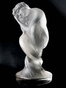 稀少 1920年 RENE LALIQUE ルネ・ラリック Sirene Petite シレーヌ 人魚の彫像 パチネ装飾 フロストガラス カーマスコット