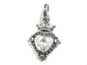 ☆定価￥77,000 美品 本物 正規品 ロイヤルオーダー Demi God Heart w/ CZ デミ ゴッドハート クリア CZ ペンダントトップ シルバー925☆